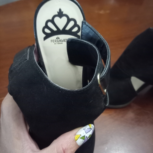 Fergalicious Black Open-Toe Heels - Picture 2 of 6